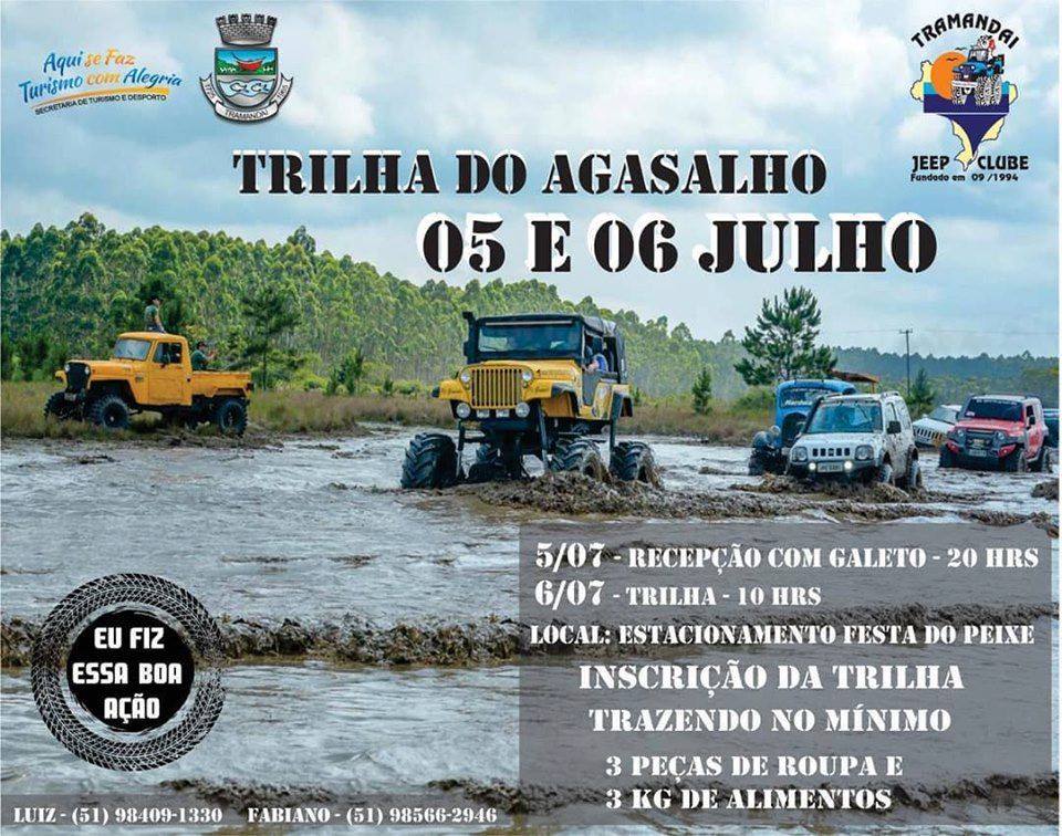 SÁBADO DIA 6 de JULHO (sábado) ACONTECE A TRILHA DO AGASALHO!! Organizado pelo Tramandaí Jeep Clube e com parceria da Prefeitura Municipal. (saída da festa do peixe).